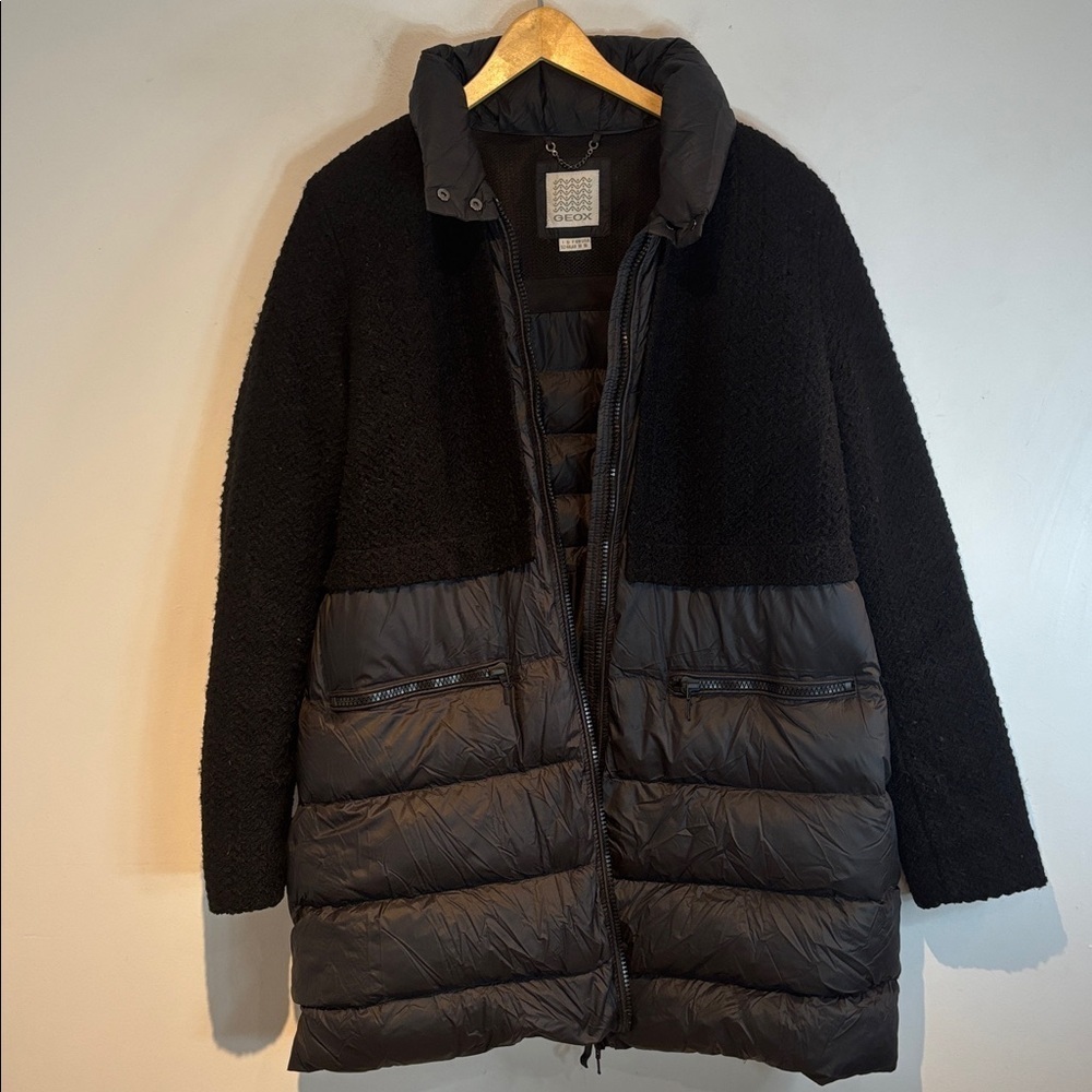 GEOX Women's black wool blend/puffer Jacket size US16 - Picture 12 of 15
